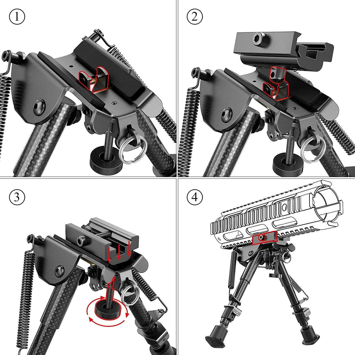 Feyachi RB1001 Tactical Rifle Bipod - Swivel Adjustable