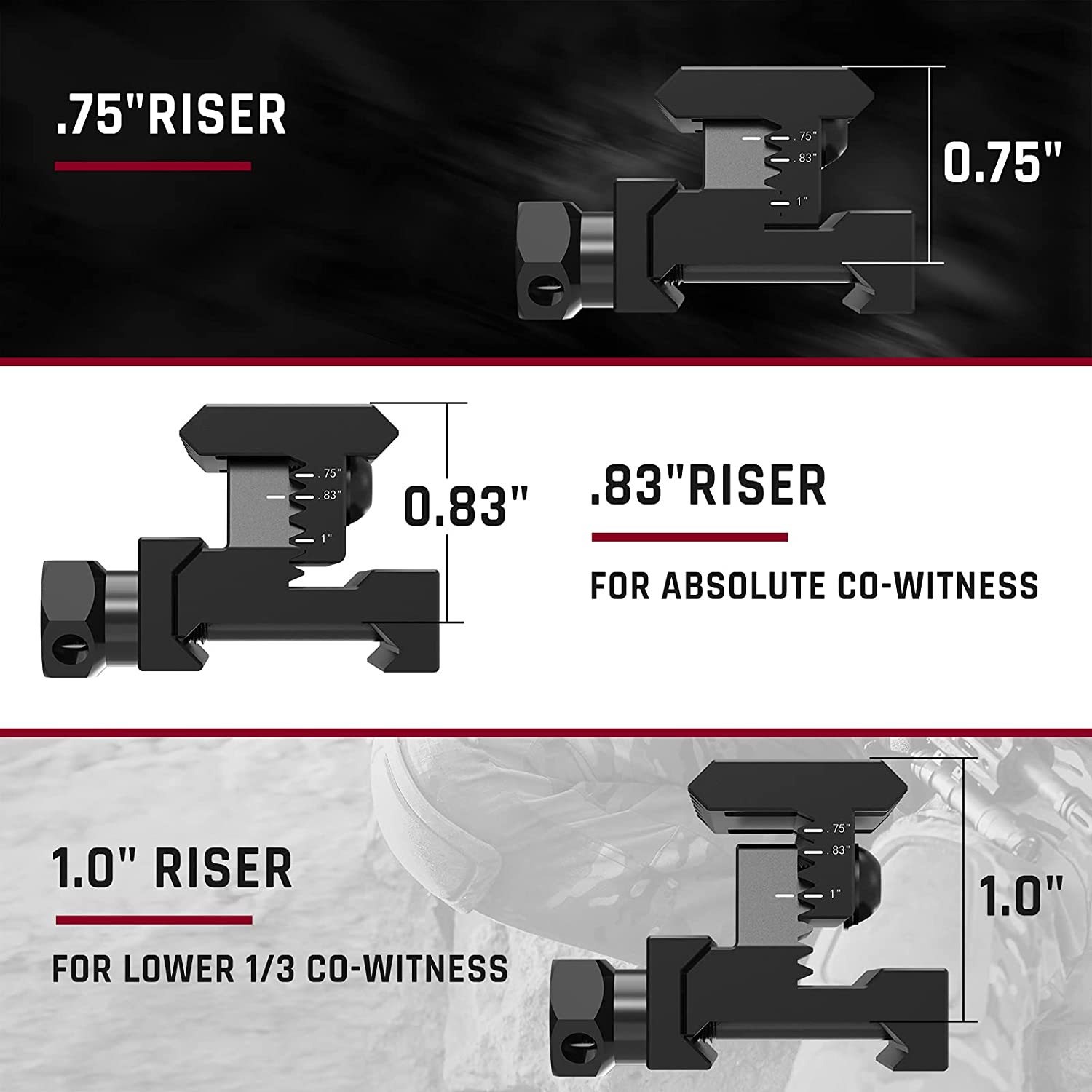 Feyachi RM10 Picatinny Riser Mount - 3 Slot Optic Riser