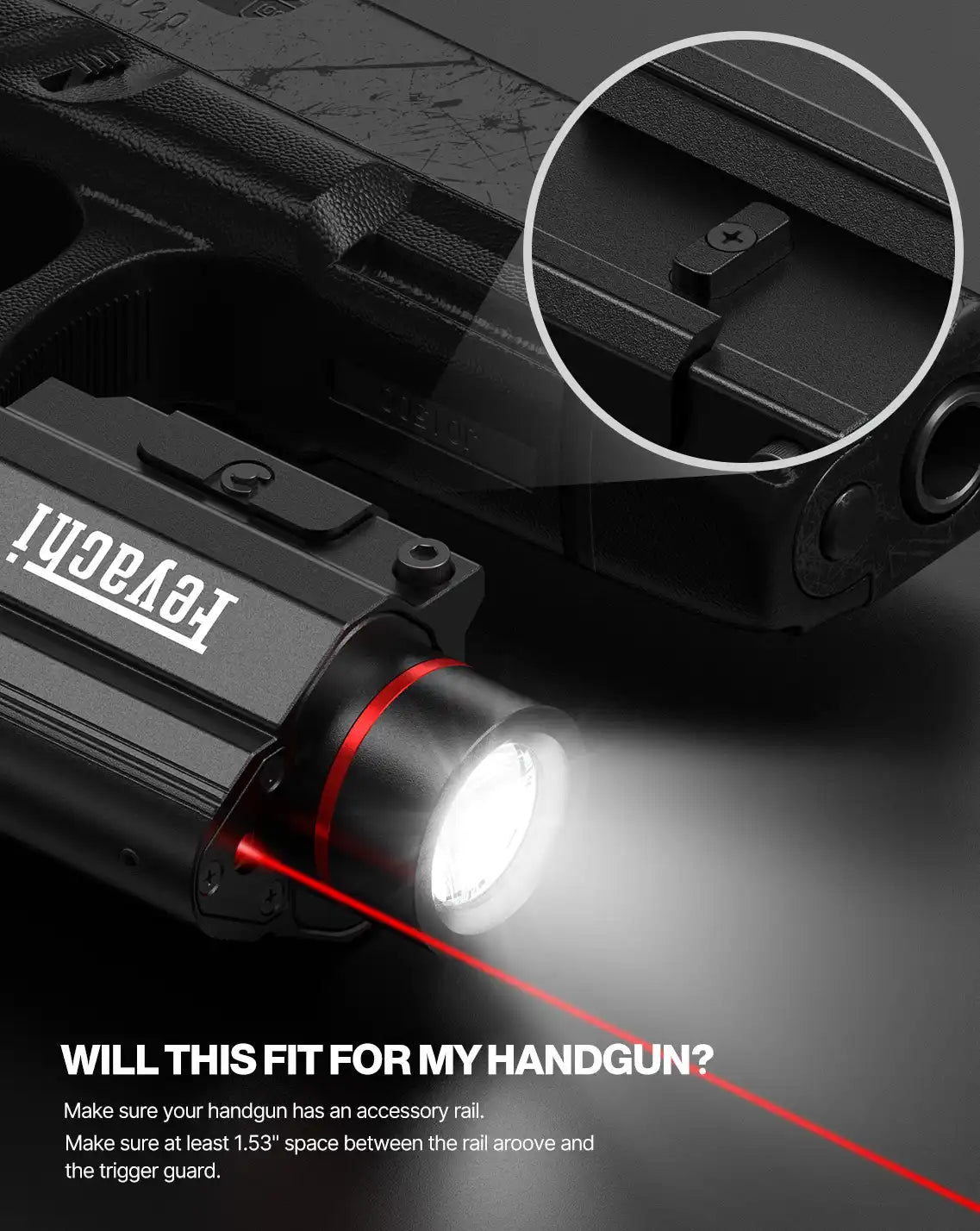 Feyachi LF-69 Laser Weapon Light Combo - 1000 Lumen for Pistol